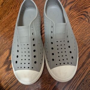 Native Boy's Gray and White Slip-On Loafers